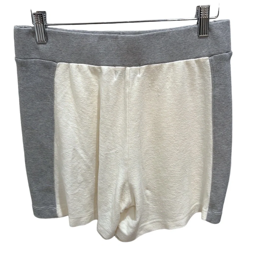 NWOT Monrow Brushed High Waisted Knit Shorts Cream Grey SZ S